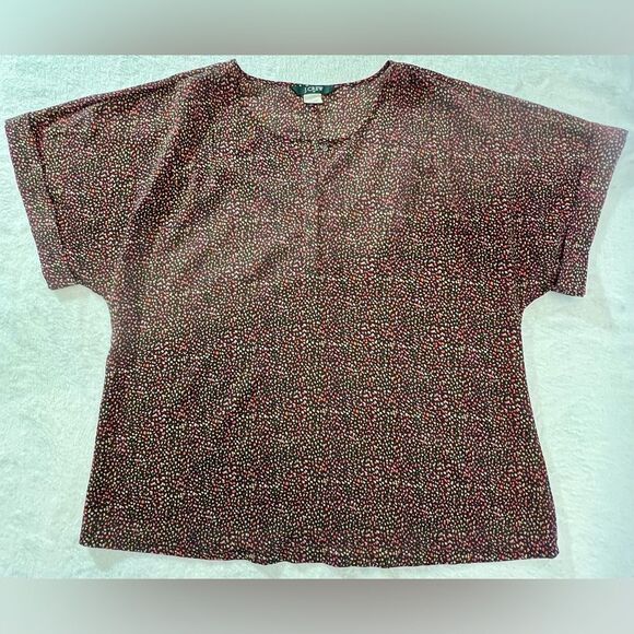 J. Crew Red Boxy Short Sleeve Blouse SMALL - Picture 1 of 7